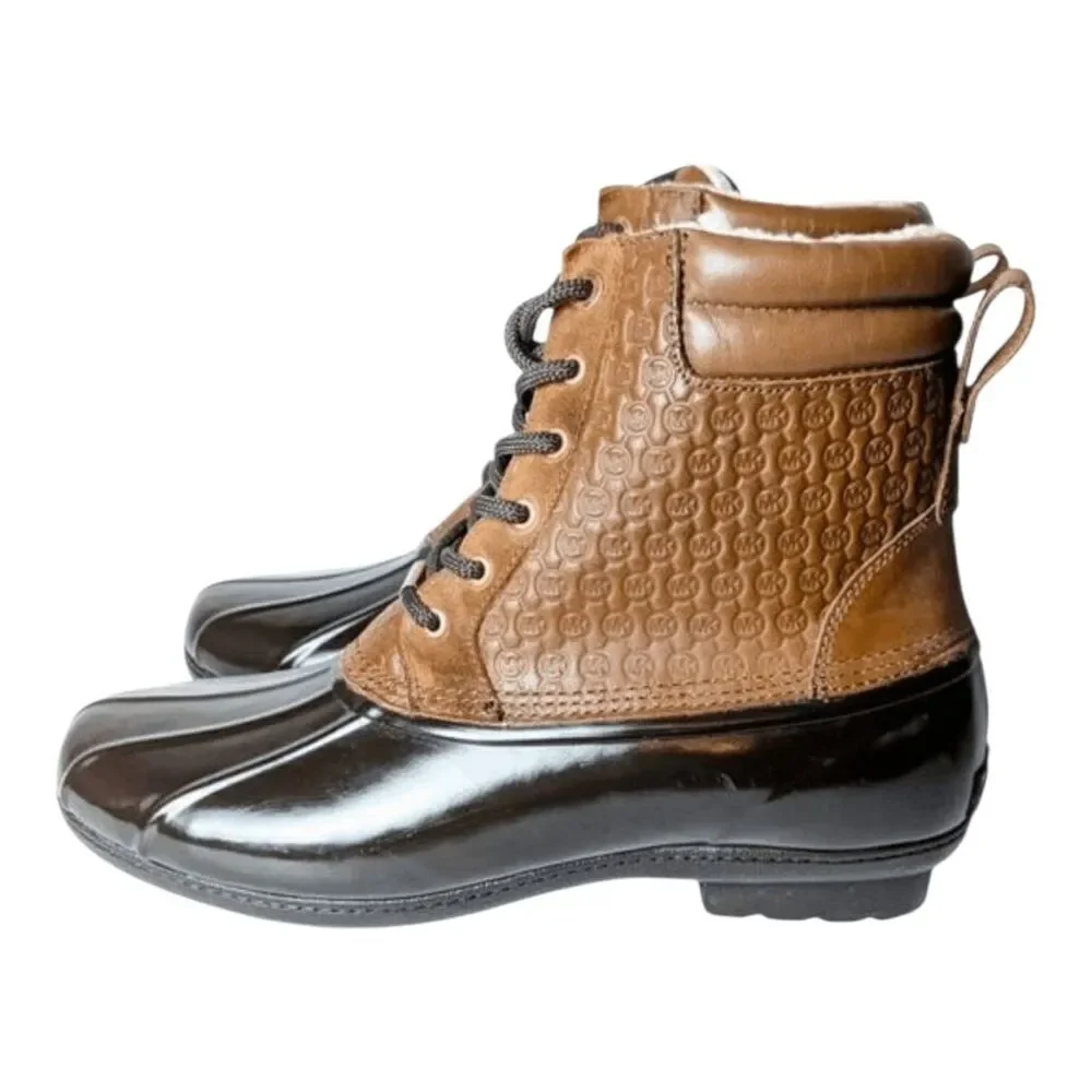 NWOB MICHAEL KORS Easton Waterproof Lace-Up Rain Boot Size 10M